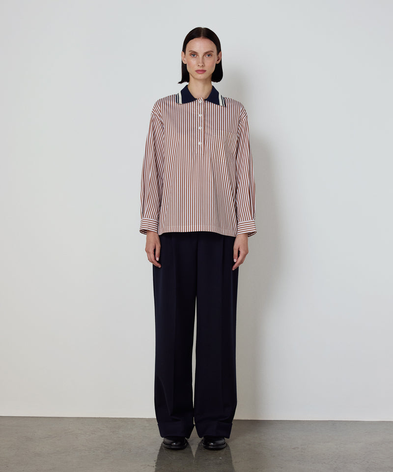 Machka Striped Color Block Shirt Cinnamon