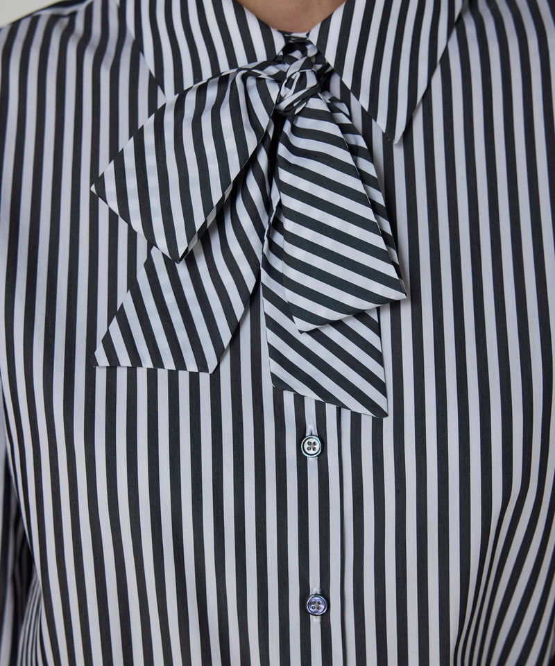 Machka Striped Shirt With Tie-Neck Detail Anthracite