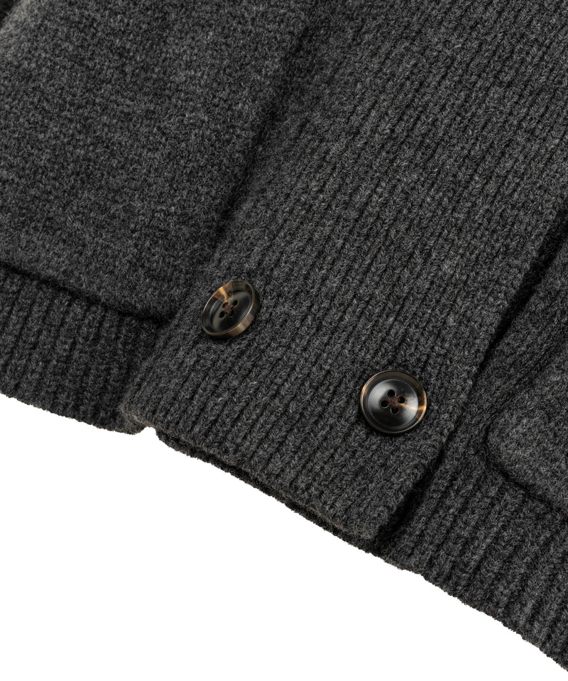 Machka Wool Cardigan With Faux Fur Anthracite - Black