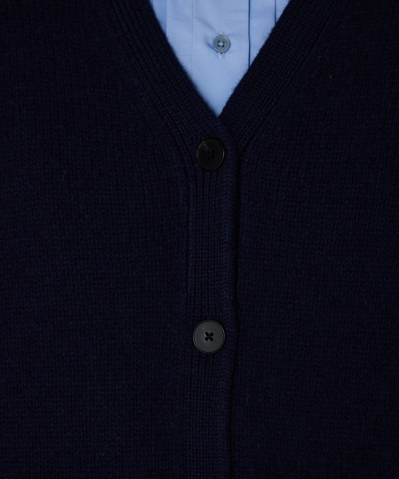 Machka Oversize V-Neck Knit Cardigan Navy