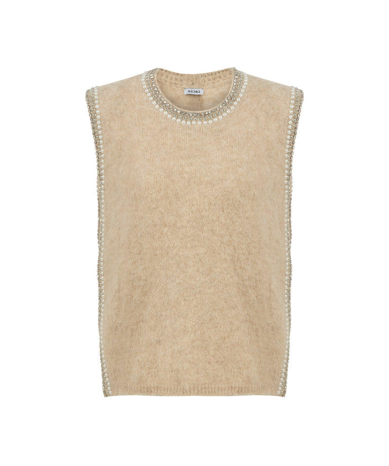 Machka Mixed-Accessory Sweater Beige Melange