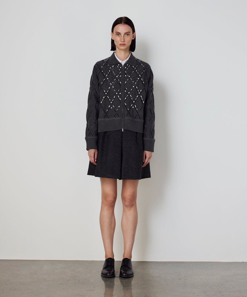 Machka Cutout Knit With Strass Embellishments Anthracite Melange-Grey