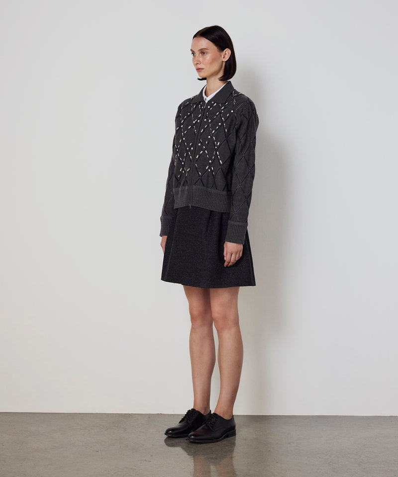 Machka Cutout Knit With Strass Embellishments Anthracite Melange-Grey