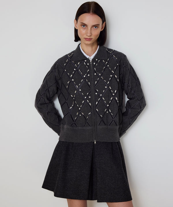 Machka Cutout Knit With Strass Embellishments Anthracite Melange-Grey