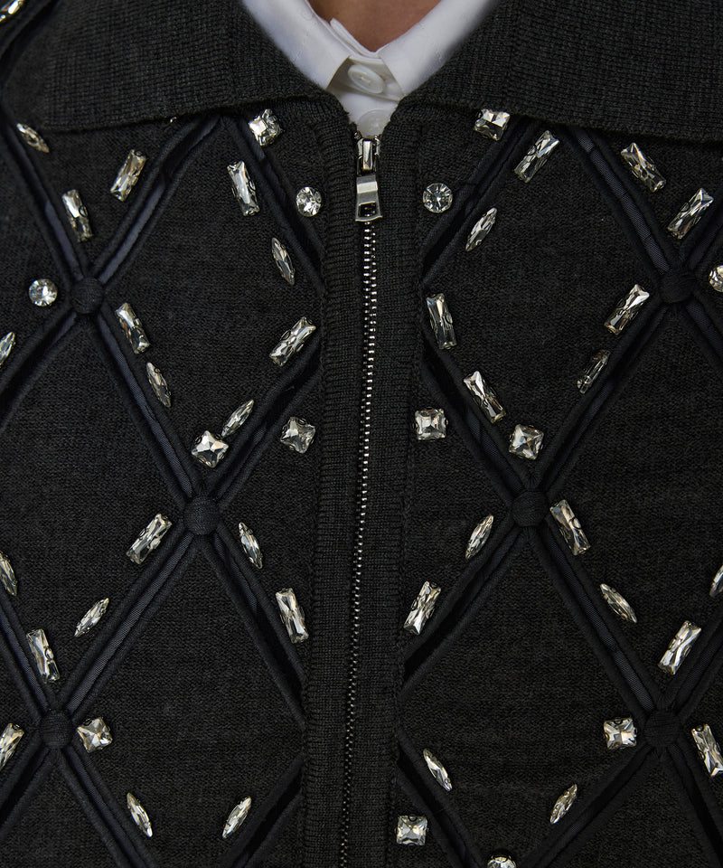 Machka Cutout Knit With Strass Embellishments Anthracite Melange-Grey