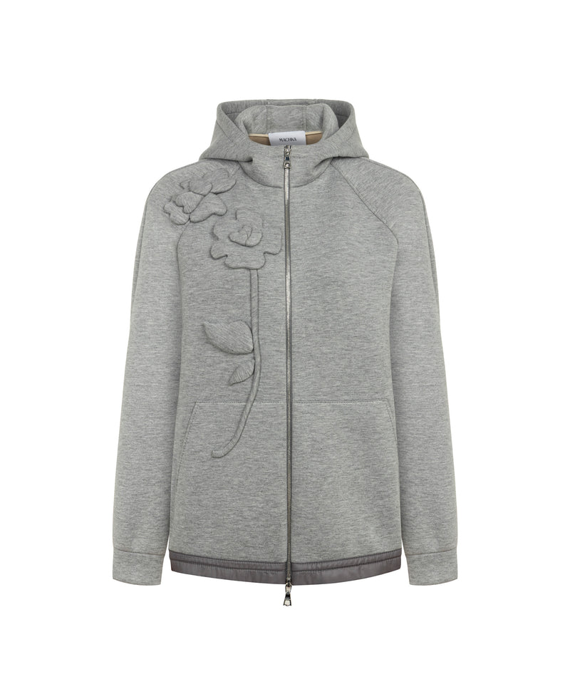 Machka Floral Appliqué Sweatshirt Light Grey Melange