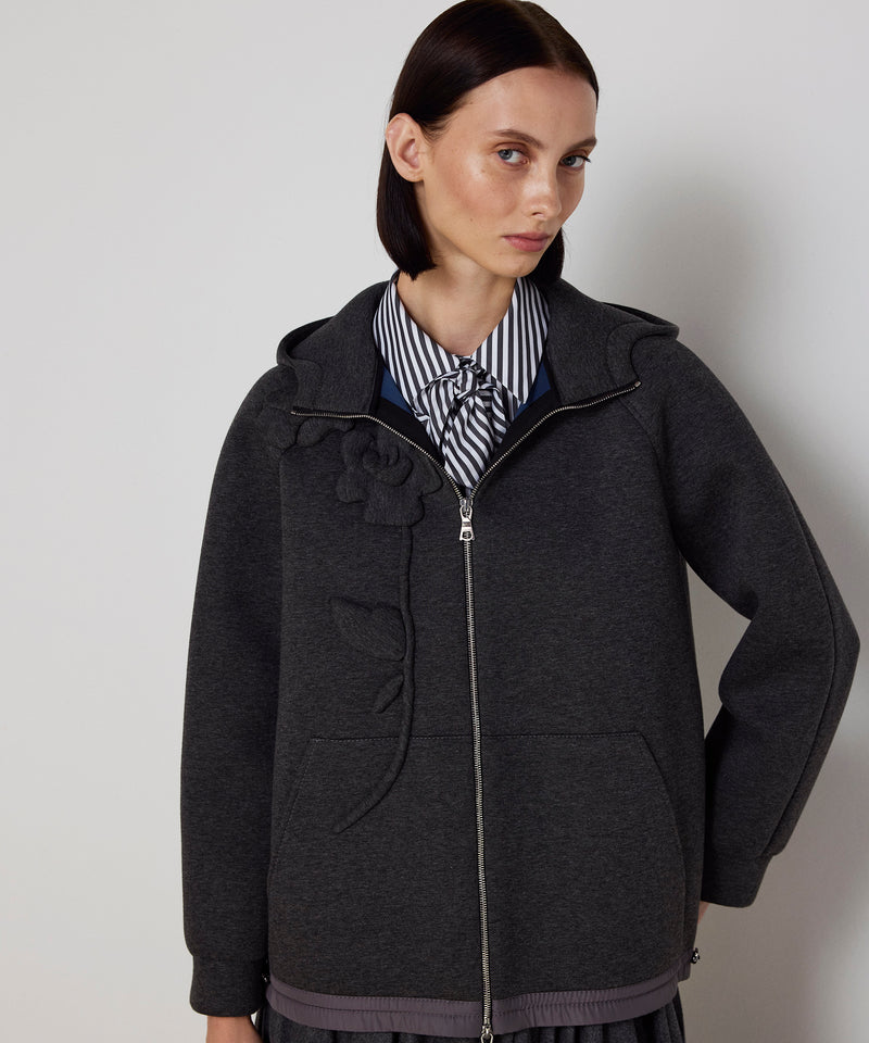 Machka Sweatshirt With Floral Appliqués Anthracite