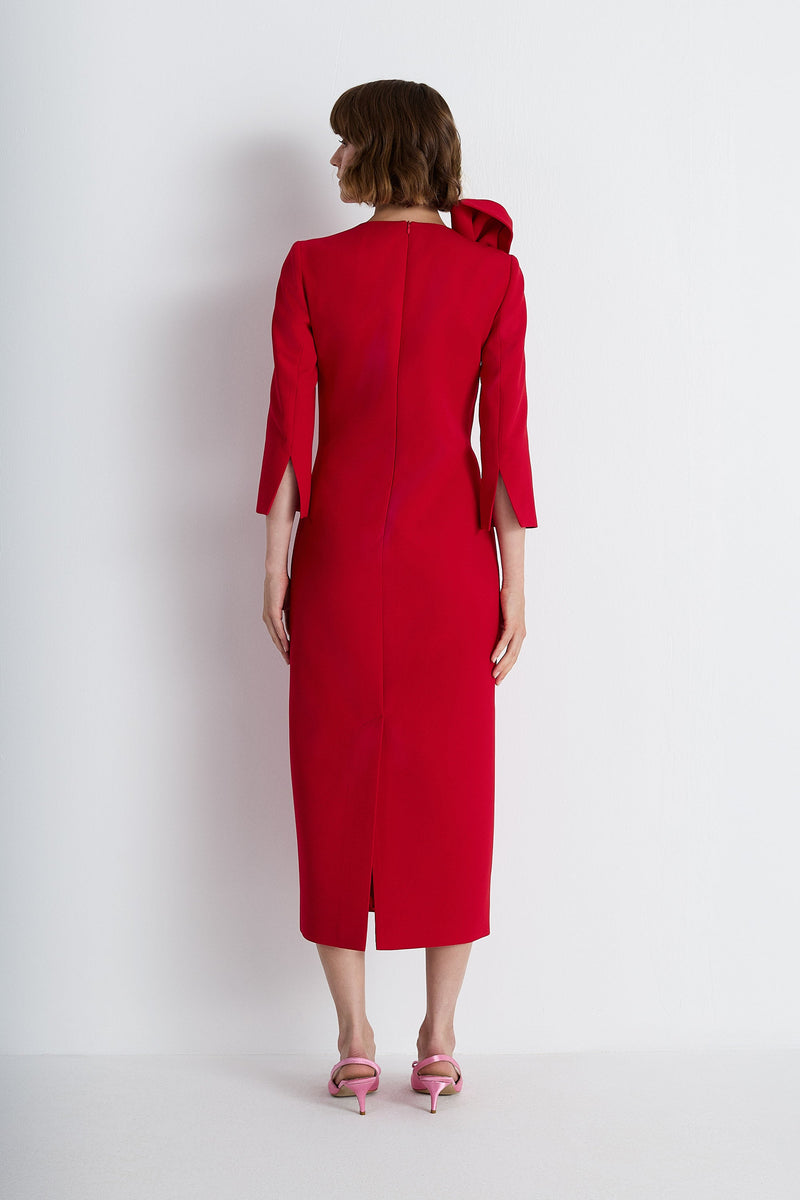 Nean Calla Flower Draped Detailed Dress Red