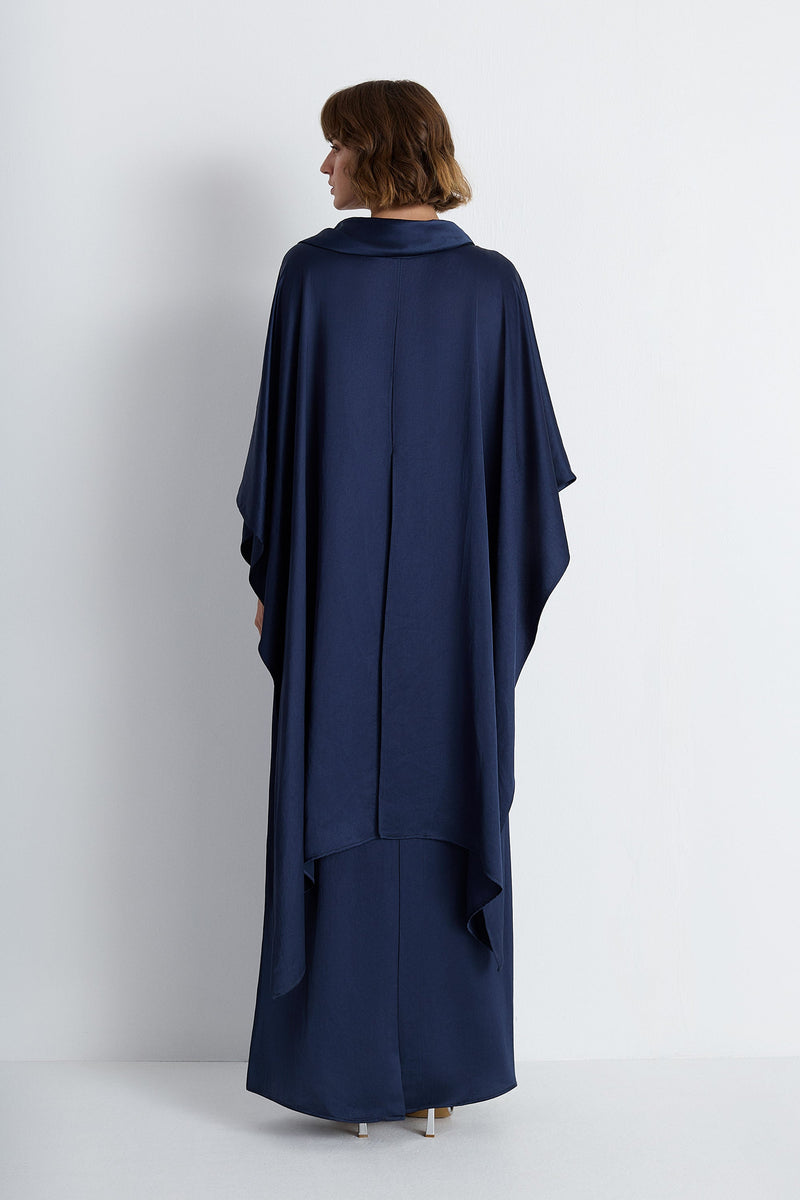 Nean Draped Kaftan Gown Navy
