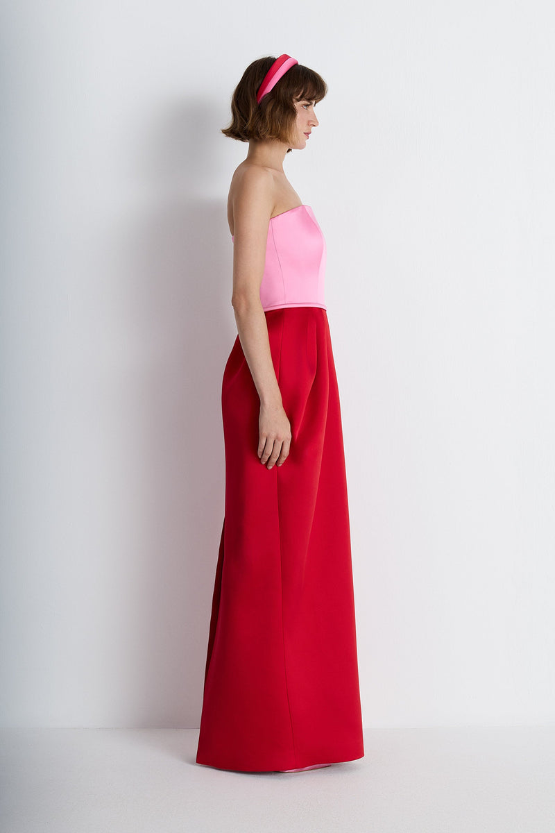 Nean Strapless Color-Block Gown Pink