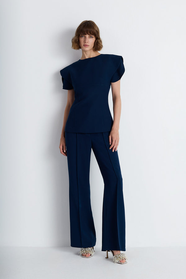 Nean Structured Sleeve Top Navy