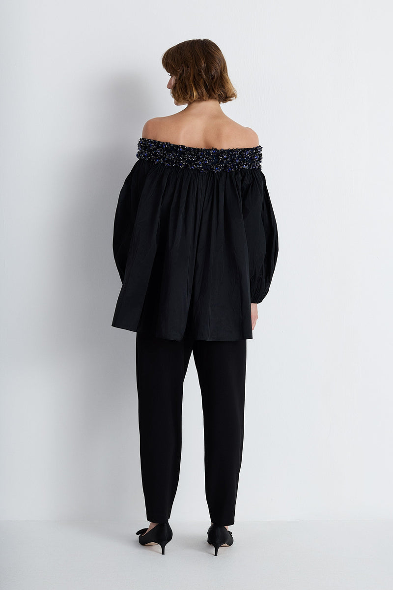 Nean Off-Shoulder Embellished Blouse Black