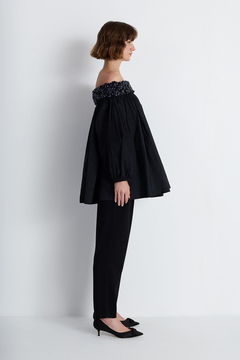 Nean Off-Shoulder Embellished Blouse Black