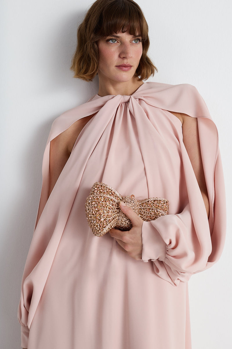 Nean Cape-Sleeve Gown Light Pink