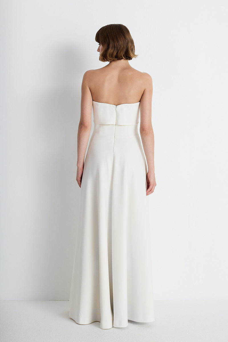 Nean Strapless Bow-Embellished Gown White