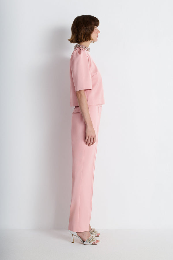 Nean Embellished Collar Structured Top Blush