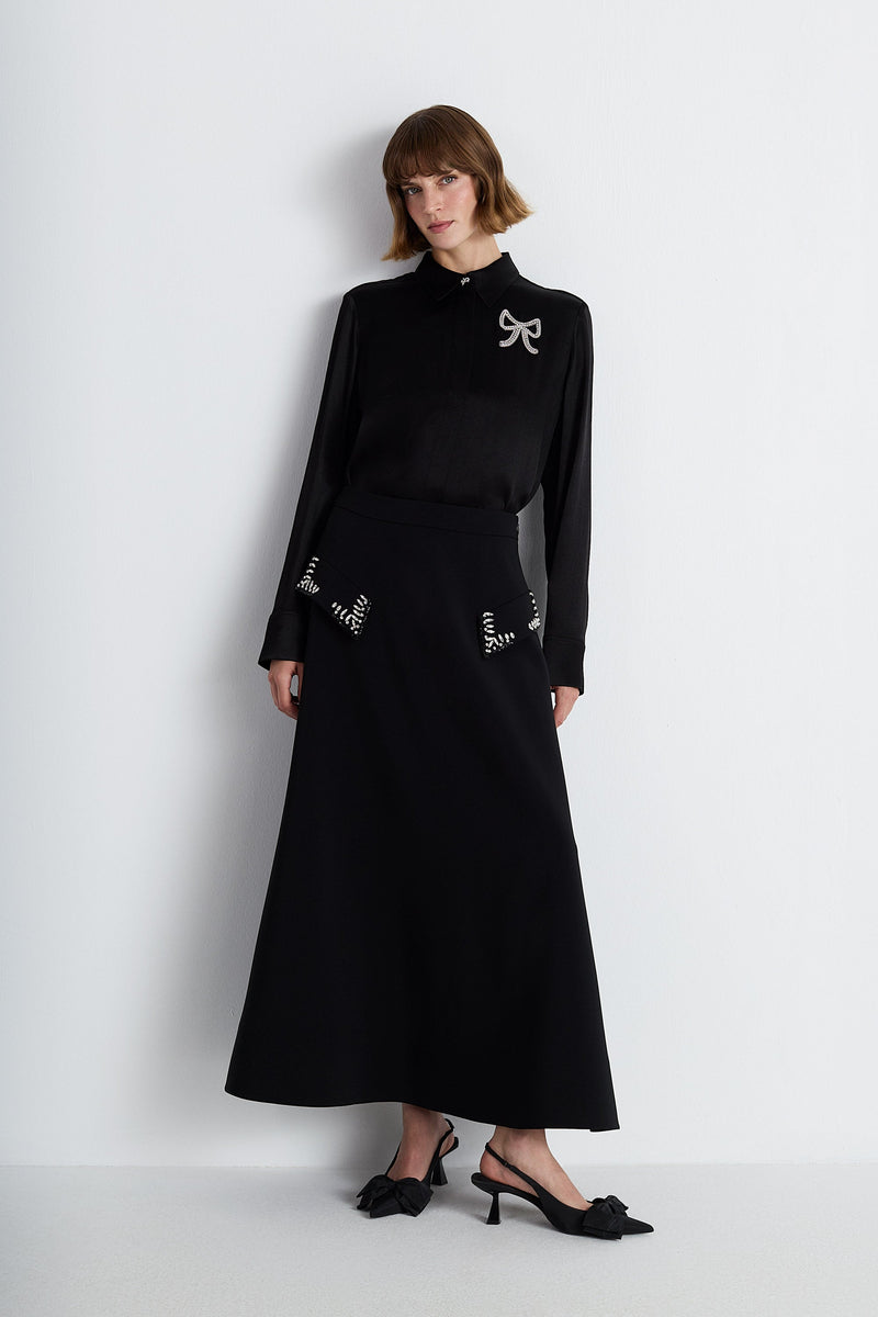 Nean Bow-Embellished Shirt Black