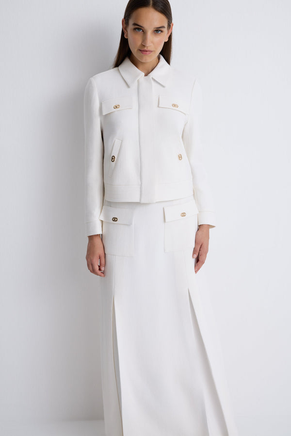 Nean Cropped Tailored Jacket
 Ecru