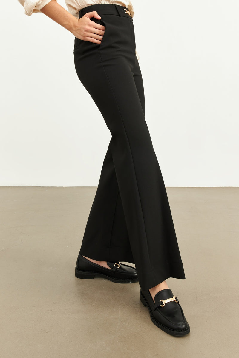 Setre Fitted Bell-Bottom Trousers Black