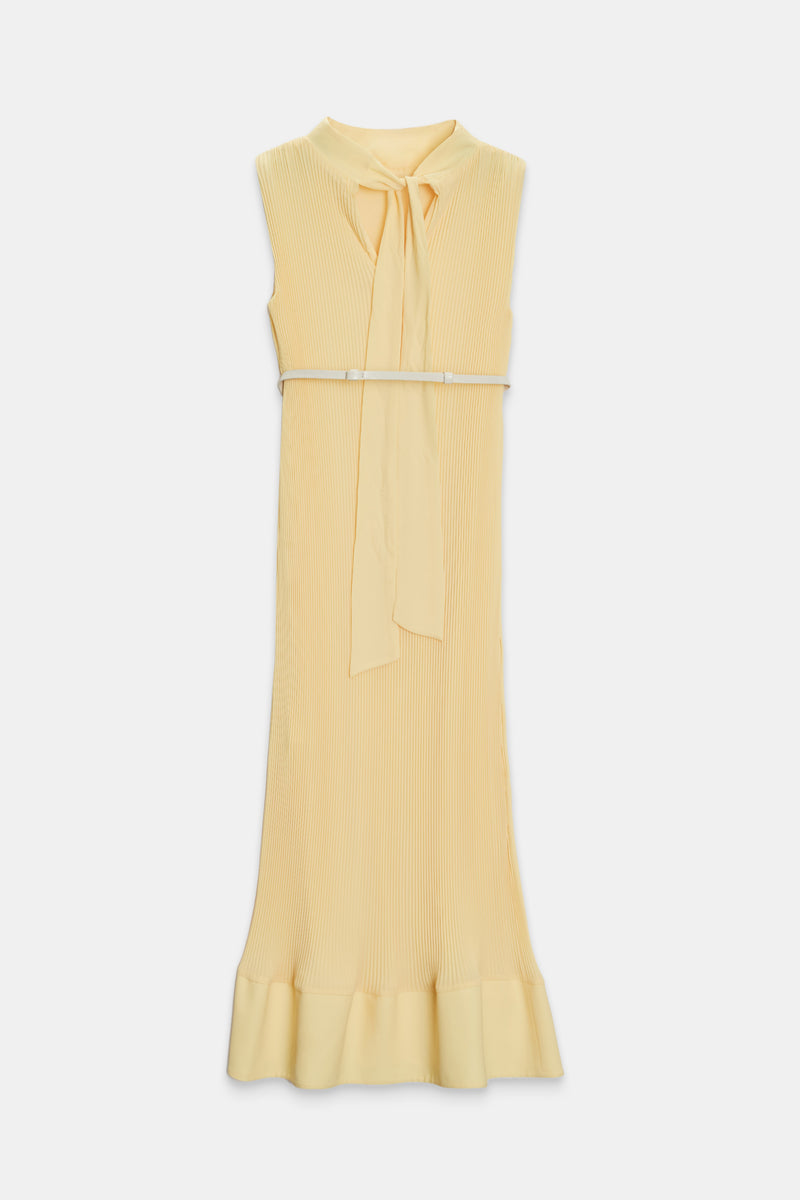 Setre Sleeveless Ruffle Hem Pleated Dress Yellow