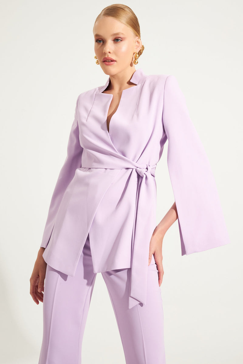 Setre Sleeve Detailed Jacket With Tie Detail Lilac