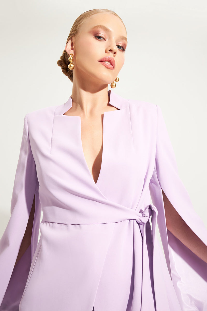 Setre Sleeve Detailed Jacket With Tie Detail Lilac
