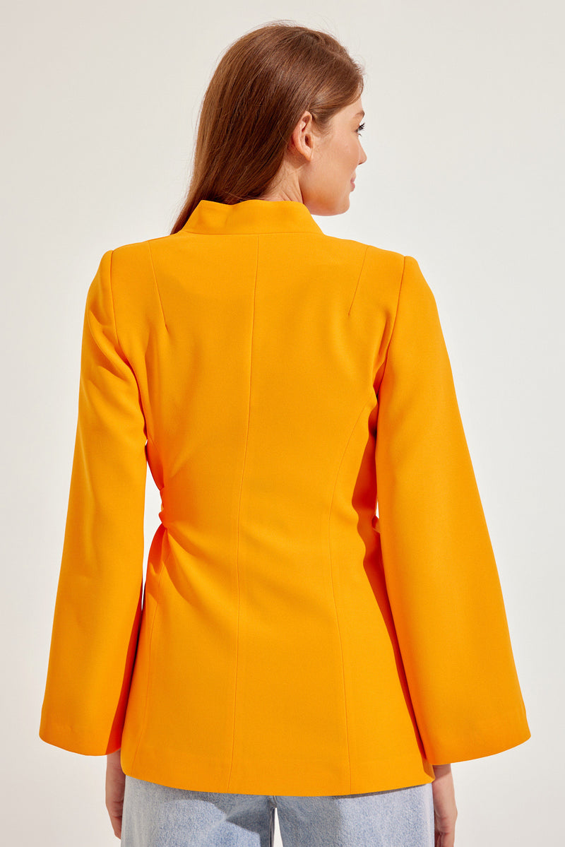 Setre Sleeve Detailed Jacket With Tie Detail Orange