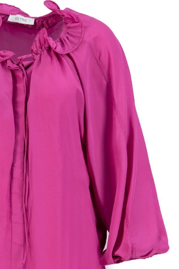 Setre Shirt With Tie Detail On Neck And Sleeves Fuchsia