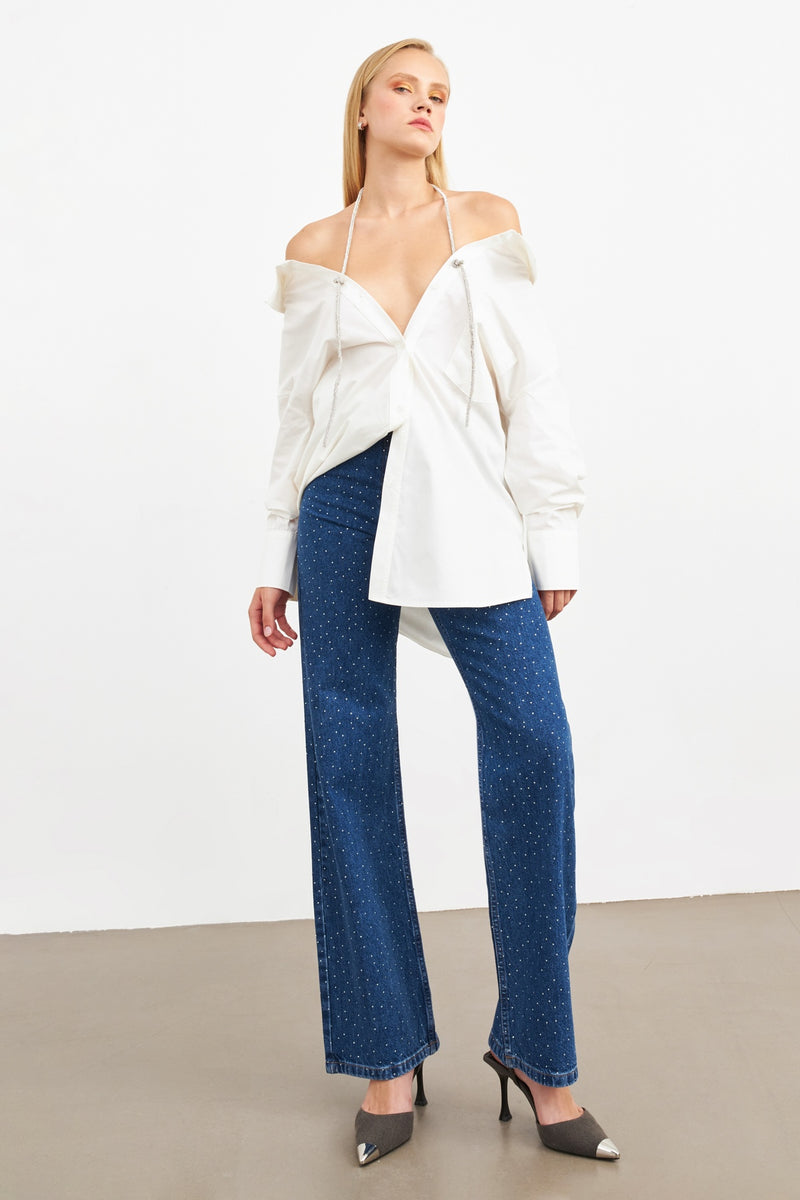 Setre Neck Accessory Detailed Tunic Ecru