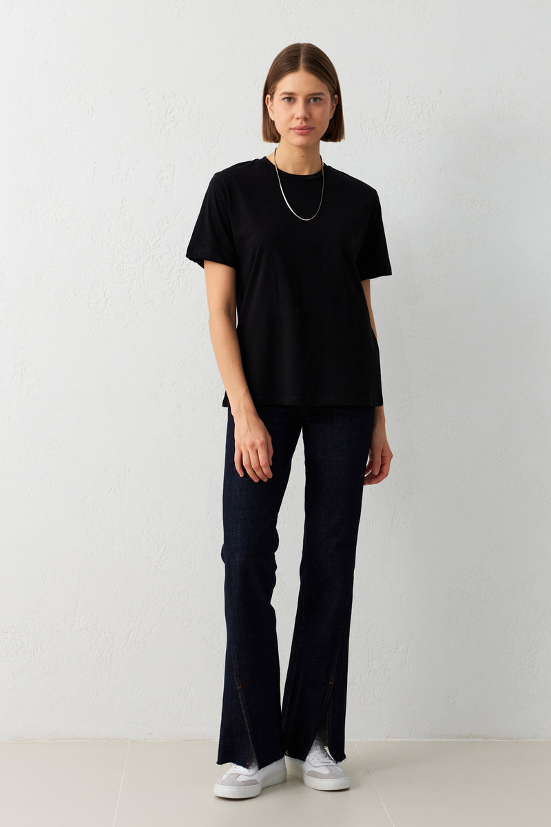 Setre Crew Neck Plain T-Shirt Black