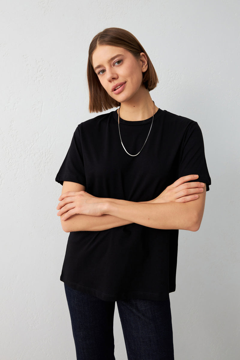 Setre Crew Neck Plain T-Shirt Black