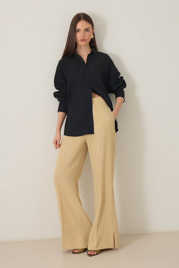 Setre High Waist Trousers With Slit Detail Light Yellow