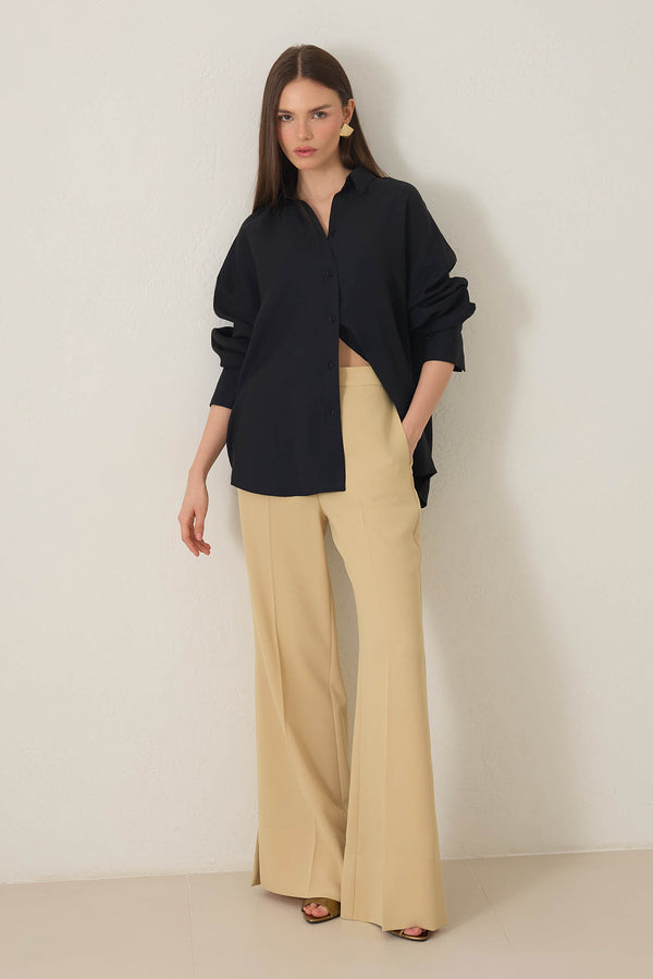 Setre High Waist Trousers With Slit Detail Light Yellow