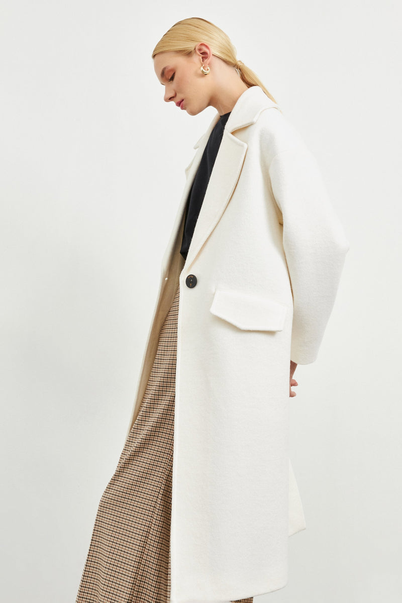 Setre Single-Breasted Wool Coat Ecru