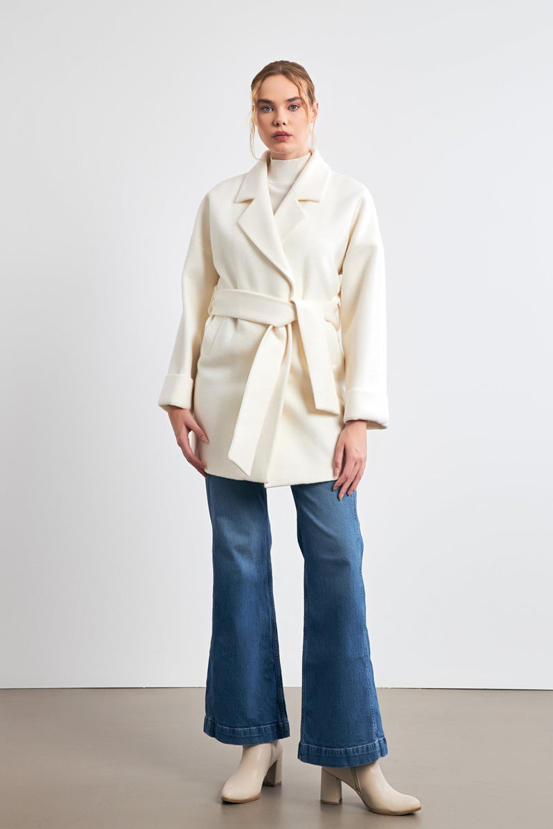 Setre Pocket Belted Coat Ecru