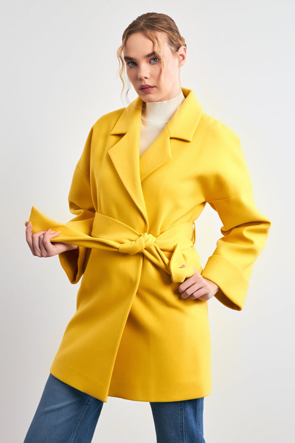 Setre Pocket Belted Coat Yellow