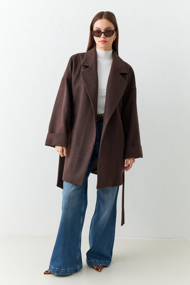 Setre Coat With Belt Detail Brown