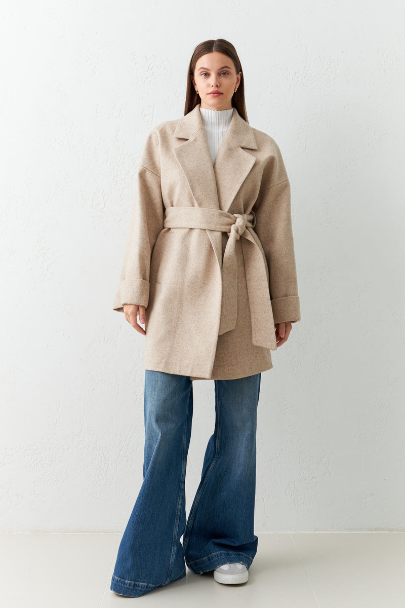 Setre Coat With Belt Detail Beige