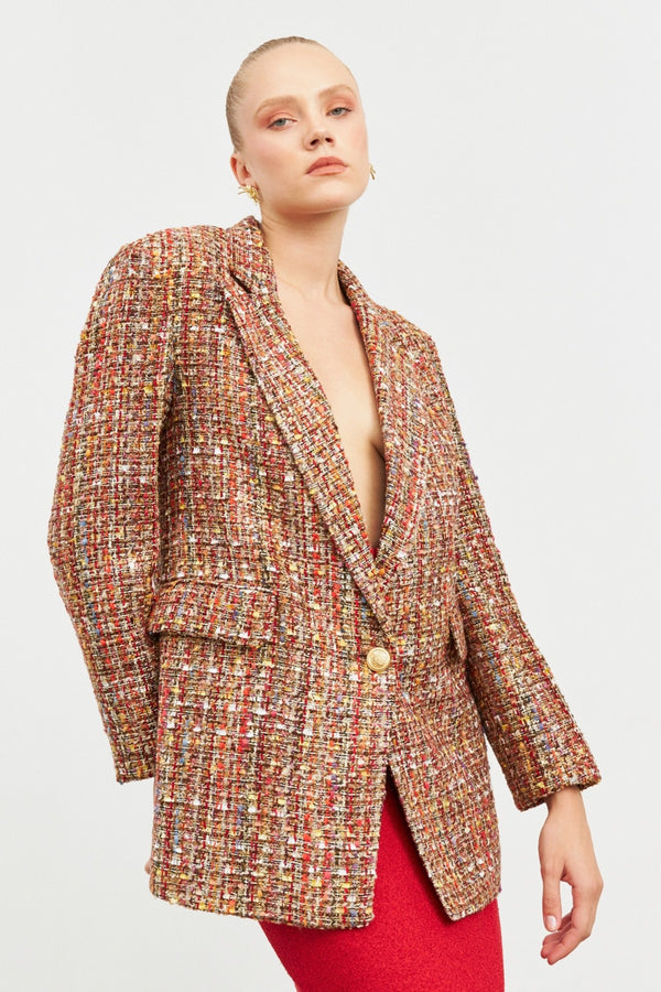 Setre Patterned Tweed Jacket Beige/Orange