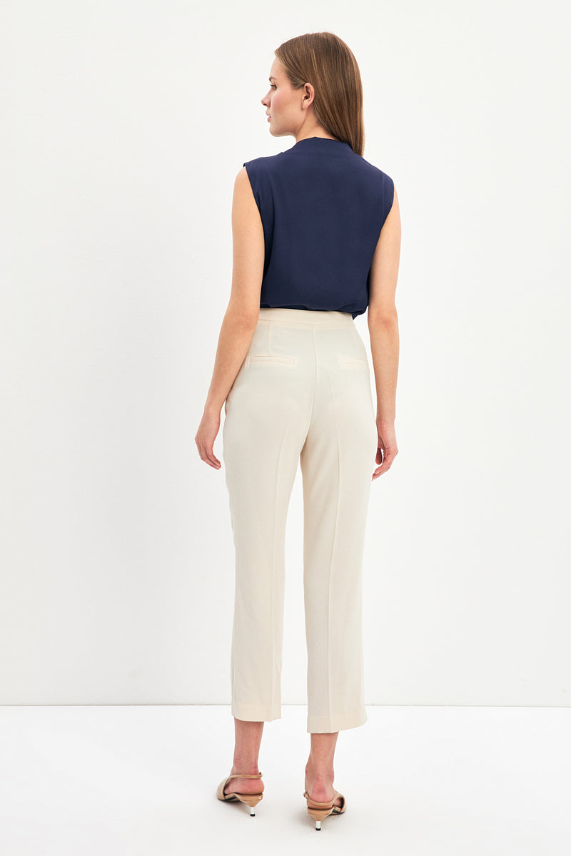 Setre Slim Fit Solid Trousers Beige