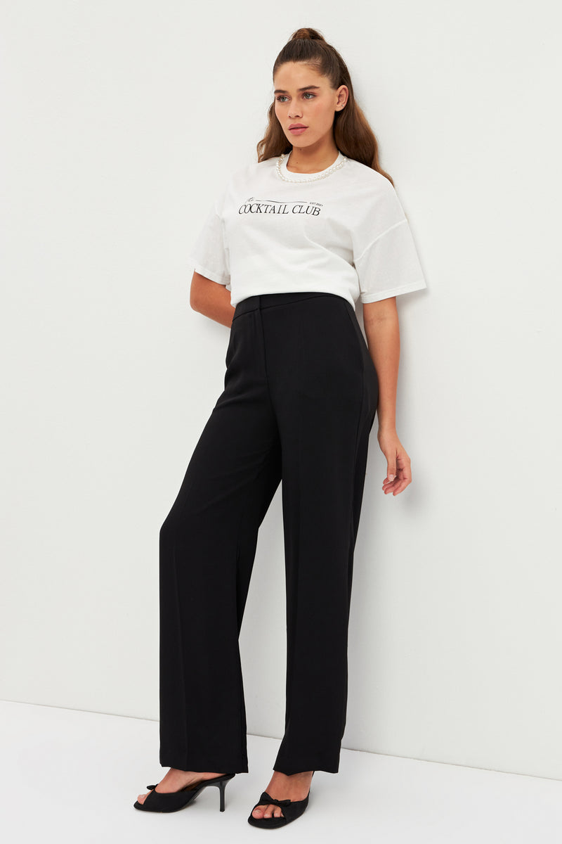 Setre Wide Leg Solid Trousers Black