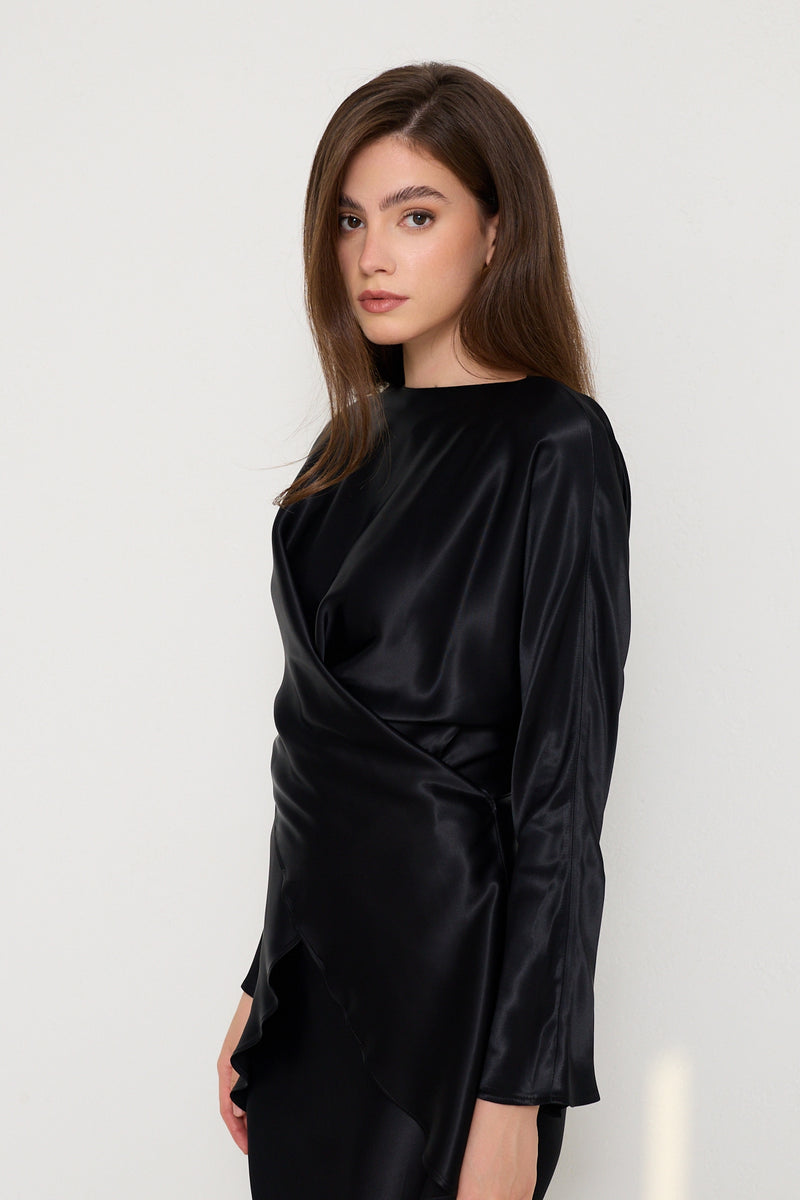 Setre Tie-Waist Detailed Long Sleeve Blouse Black