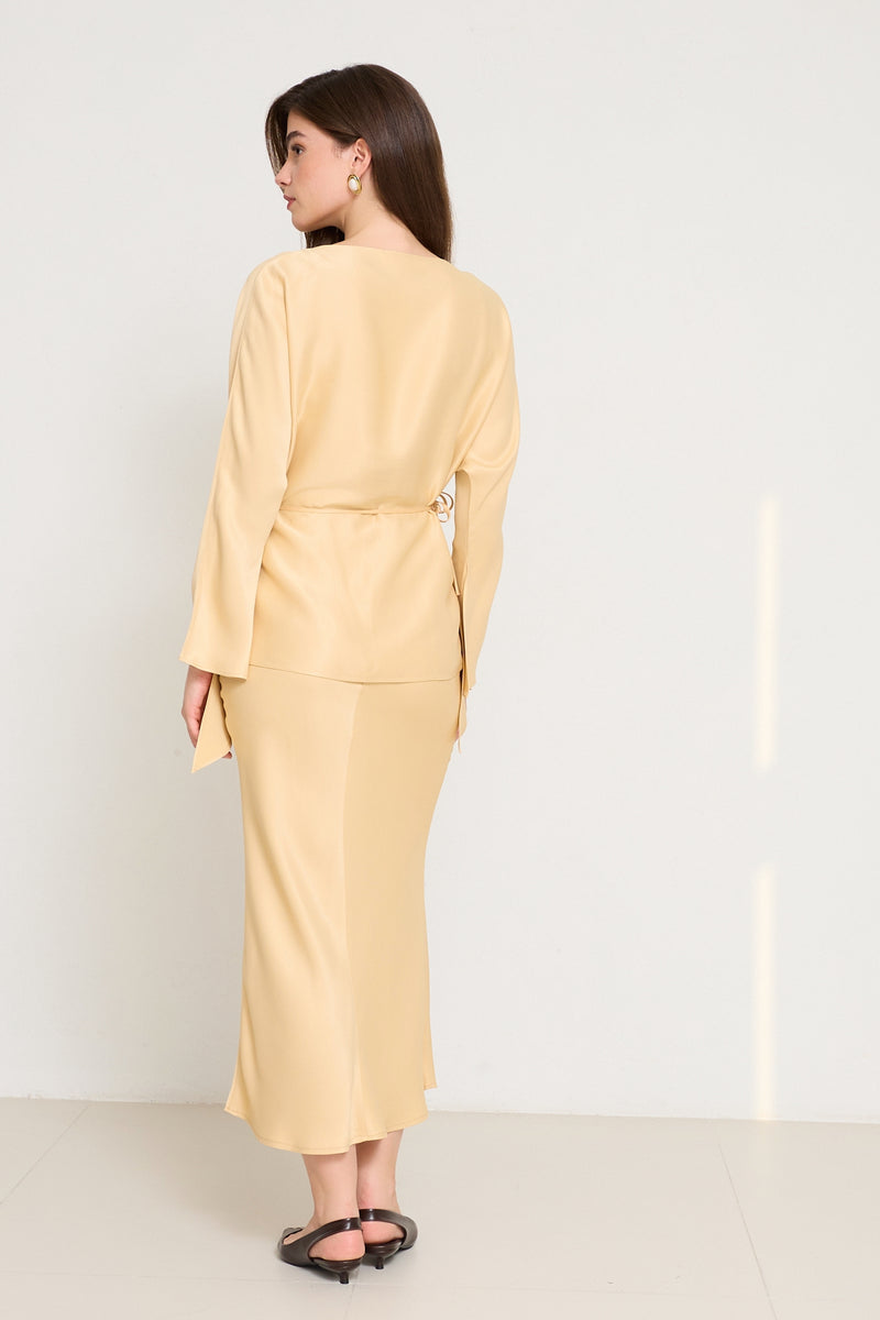 Setre Tie-Waist Detailed Long Sleeve Blouse Amber