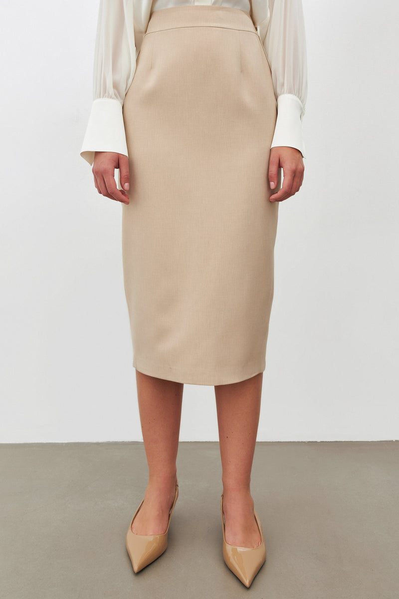 Setre High-Waisted Pencil Skirt Beige