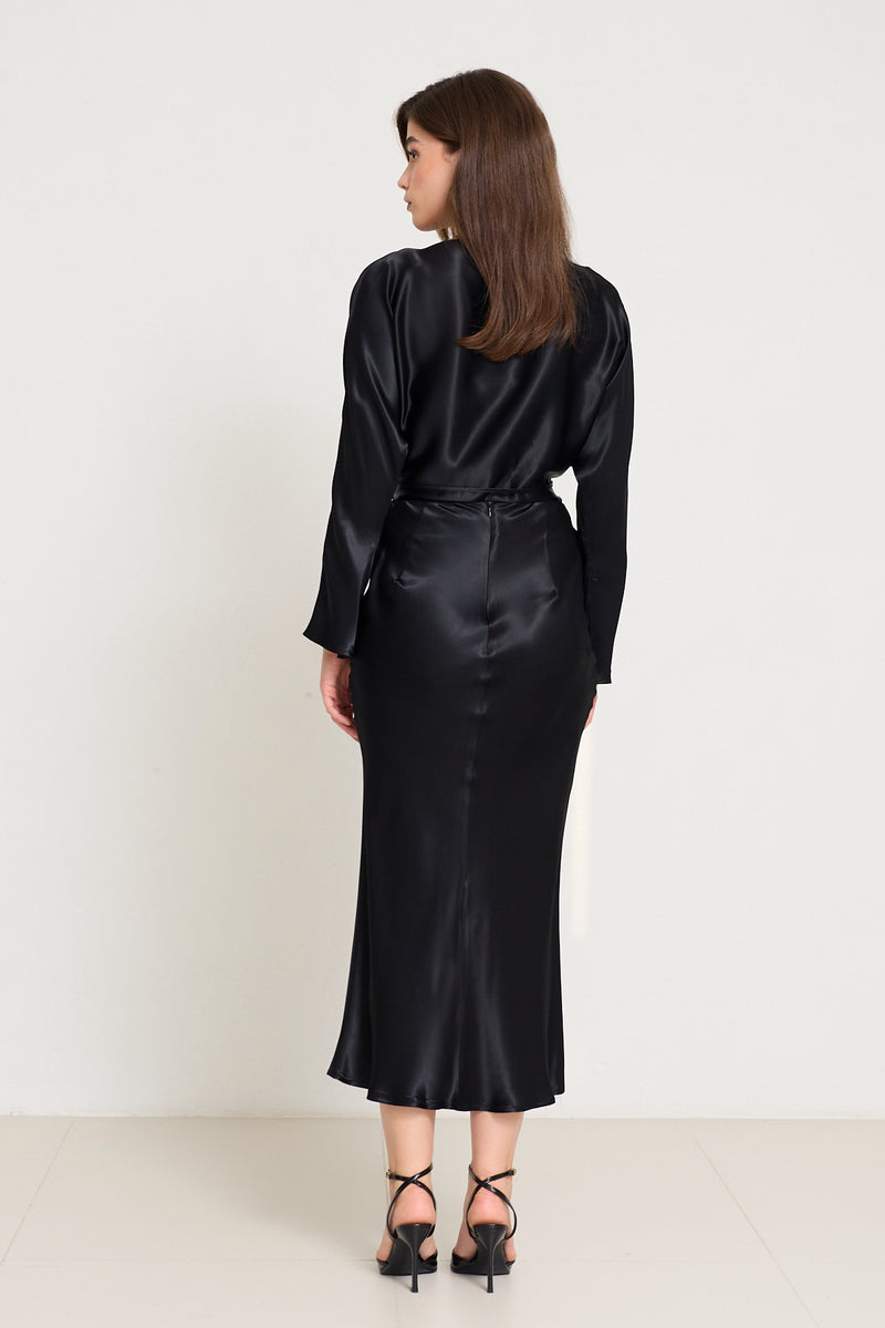 Setre Full-Cut Midi Length Skirt Black