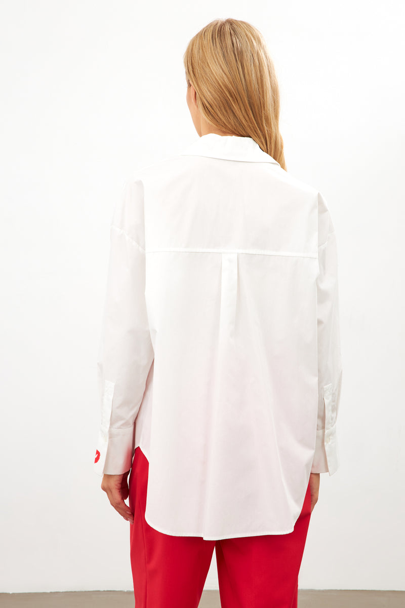 Setre Shirt With Lipstick Detail On Collar And Sleeve Ecru