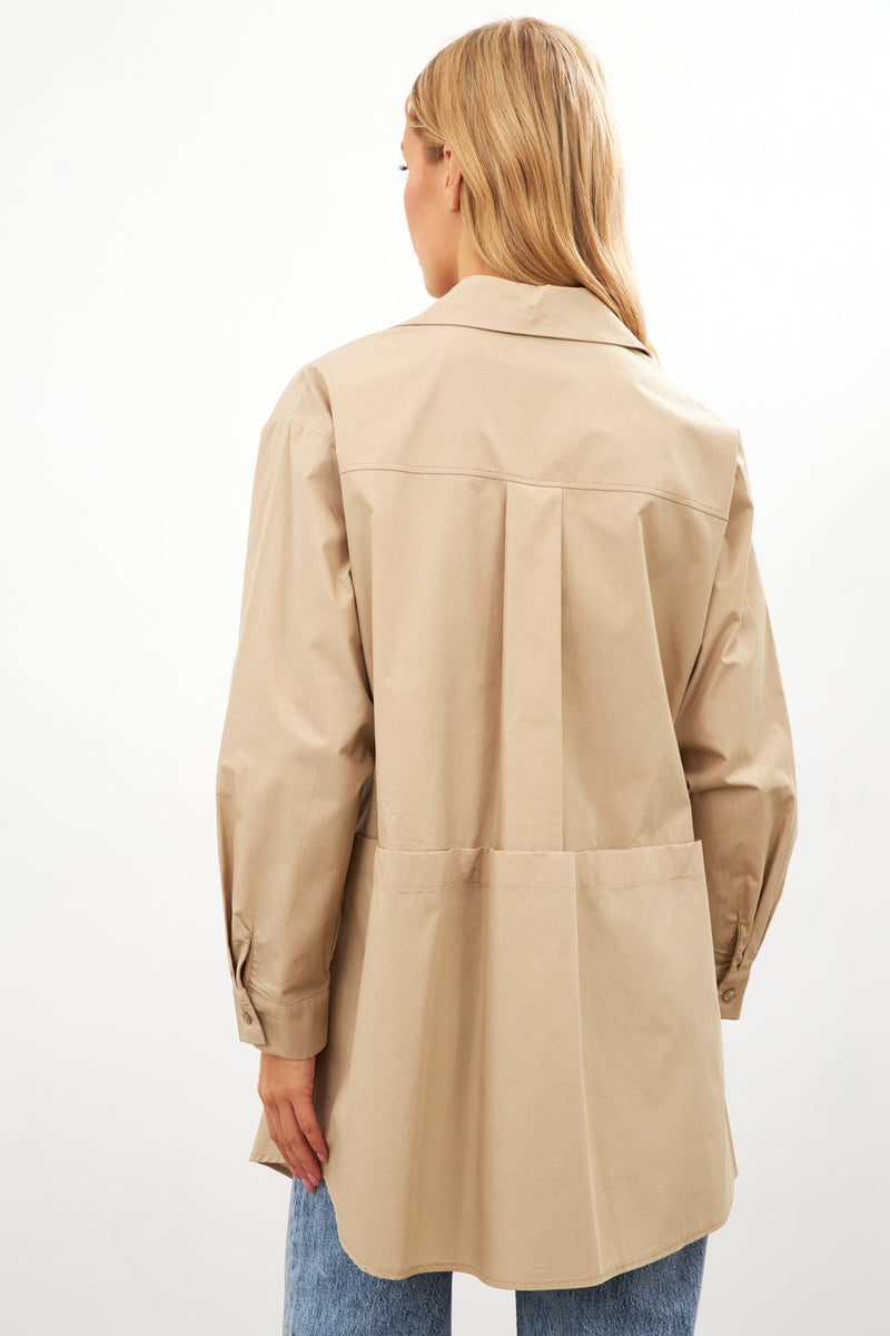 Setre Asymmetric Detail Pocket Long Sleeve Shirt Beige