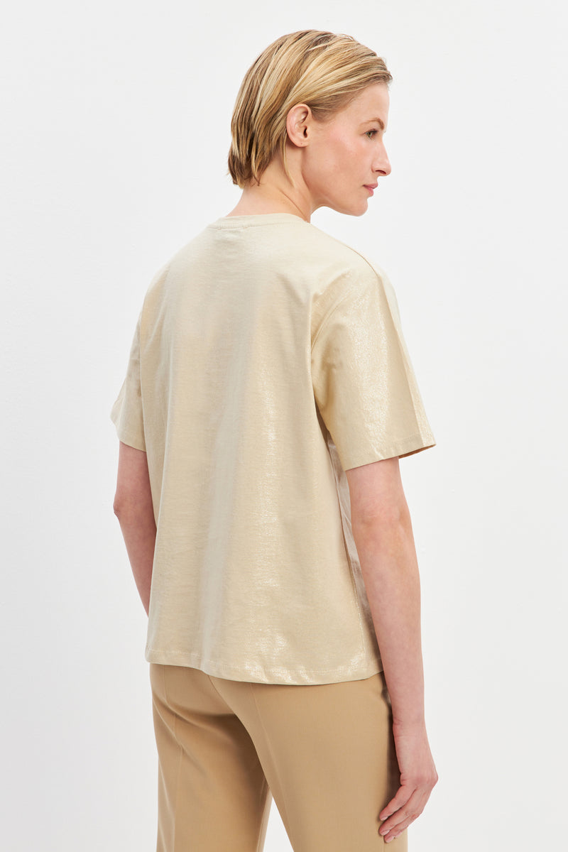 Setre Crew Neck Basic T-Shirt Beige