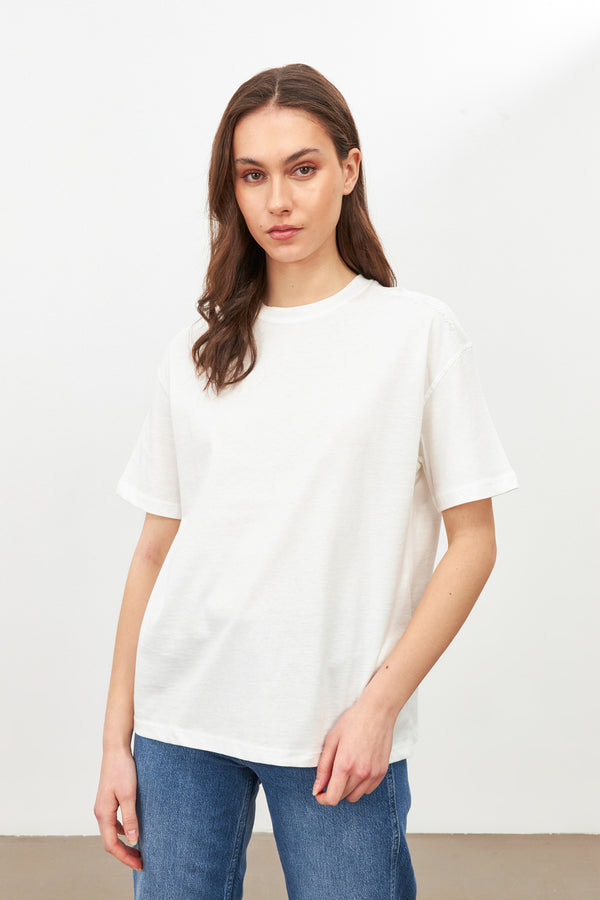 Setre Embroidery Detailed T-Shirt White