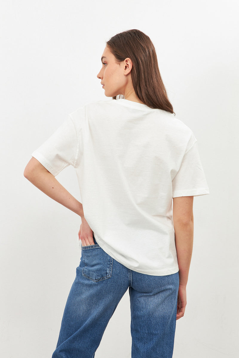 Setre Embroidery Detailed T-Shirt White